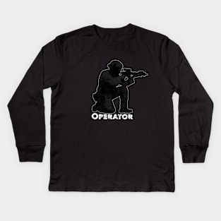 Operator - Black Kids Long Sleeve T-Shirt